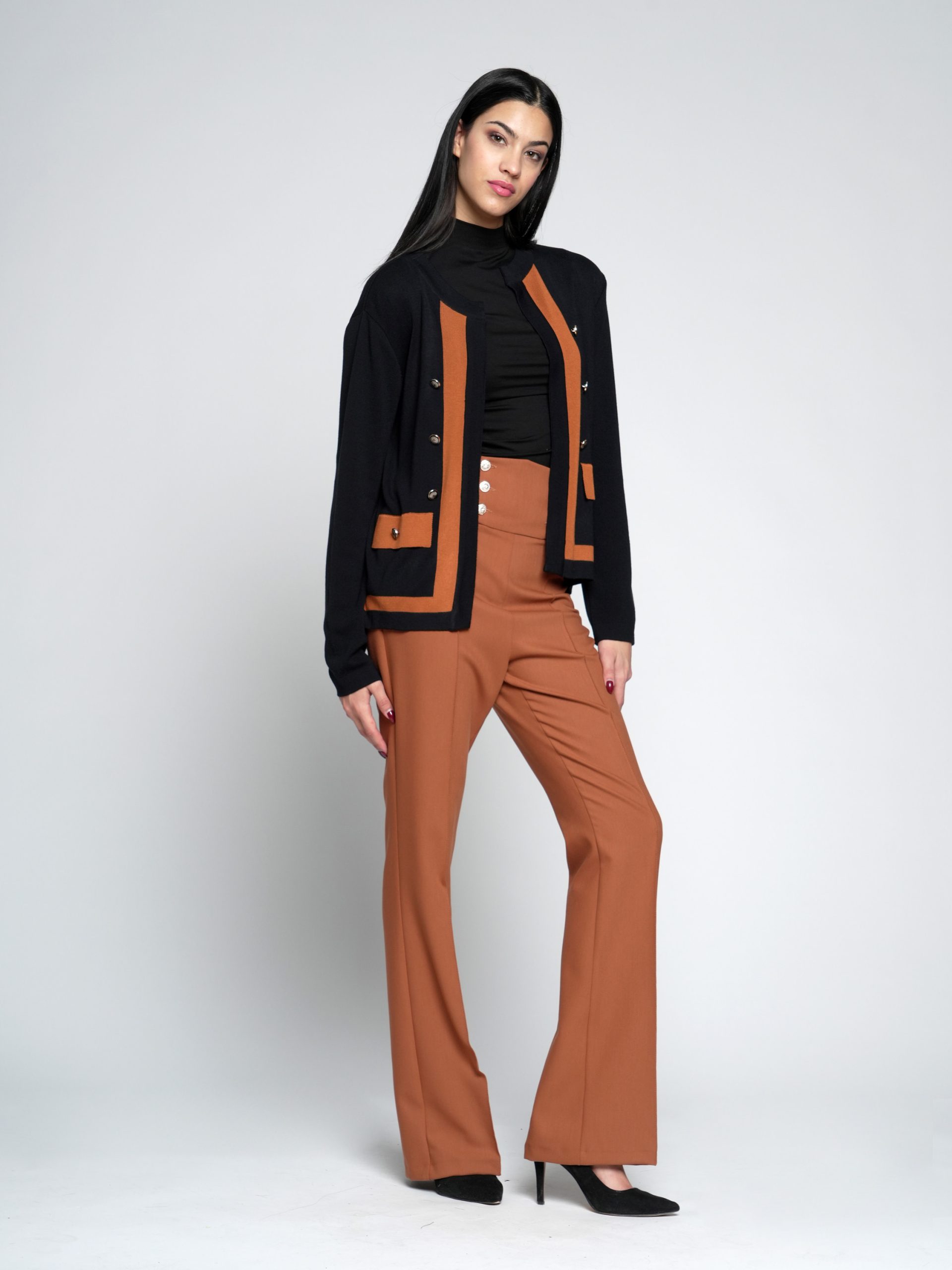 Zenski dzemper od viskoze crno braon