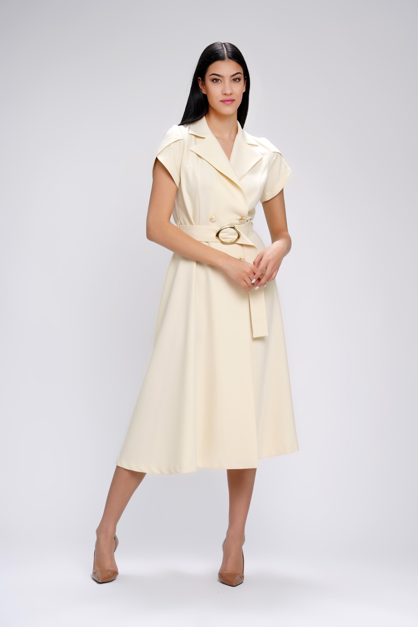 Haljina na kopčanje puter žuta