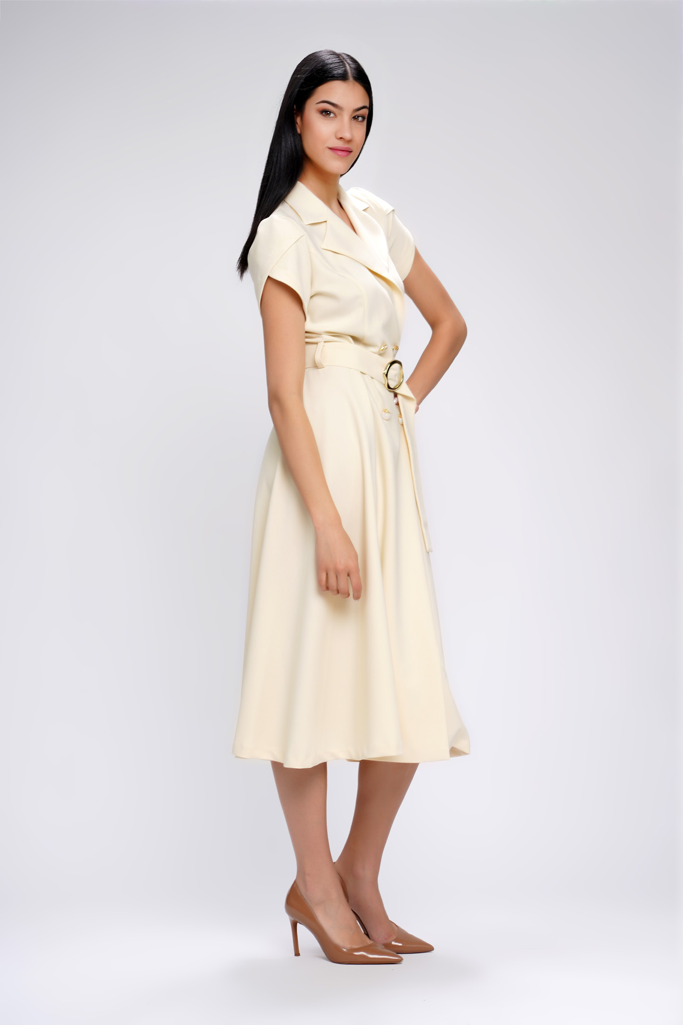 Haljina na kopčanje puter žuta