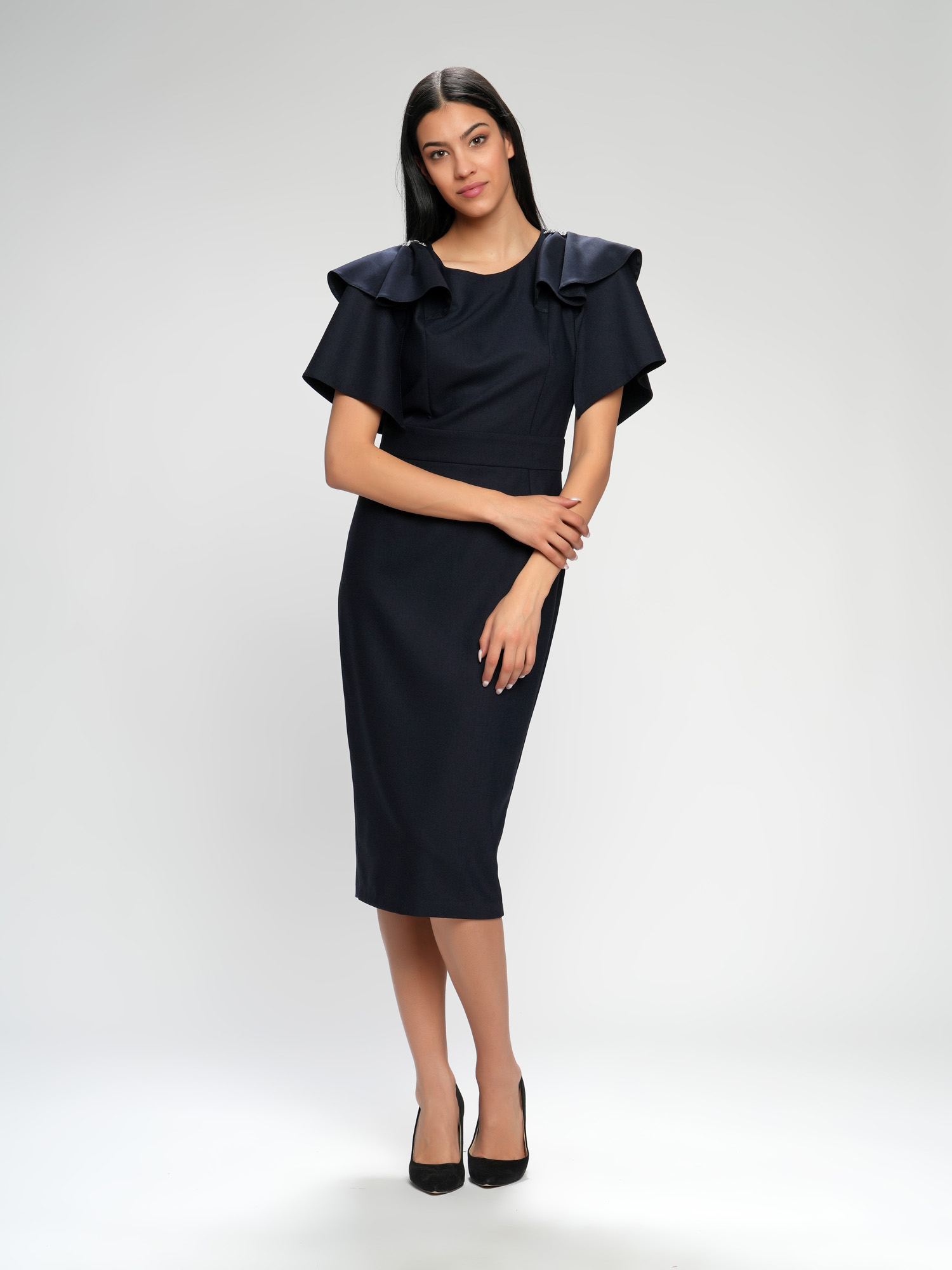 Roze svečana haljina sa karner rukavima