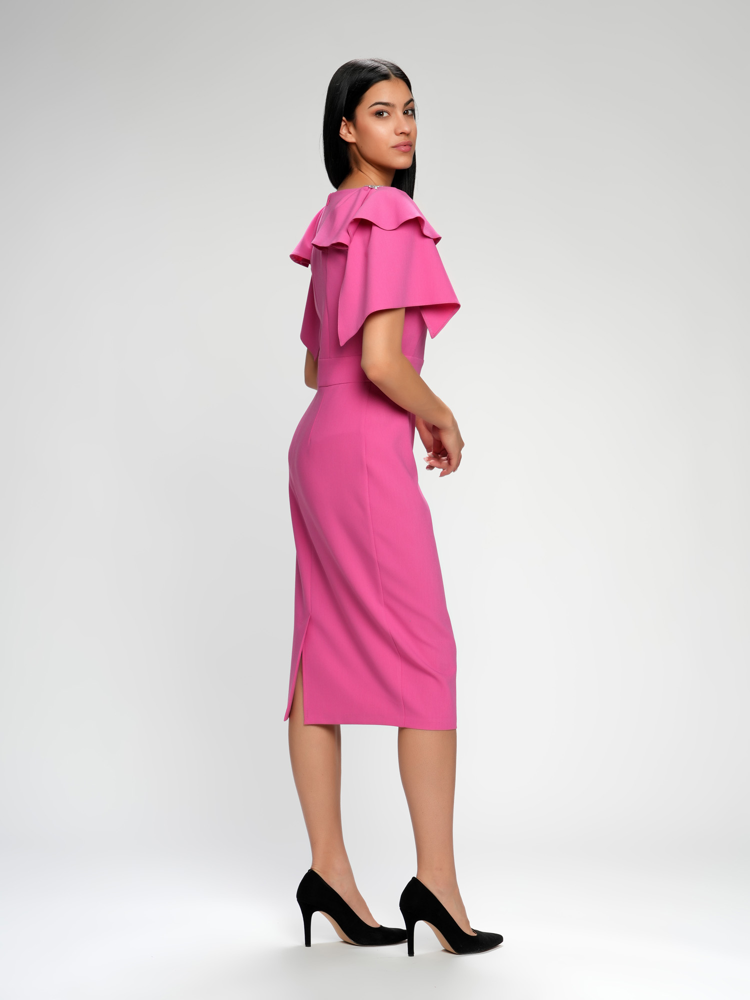 Roze svečana haljina sa karner rukavima