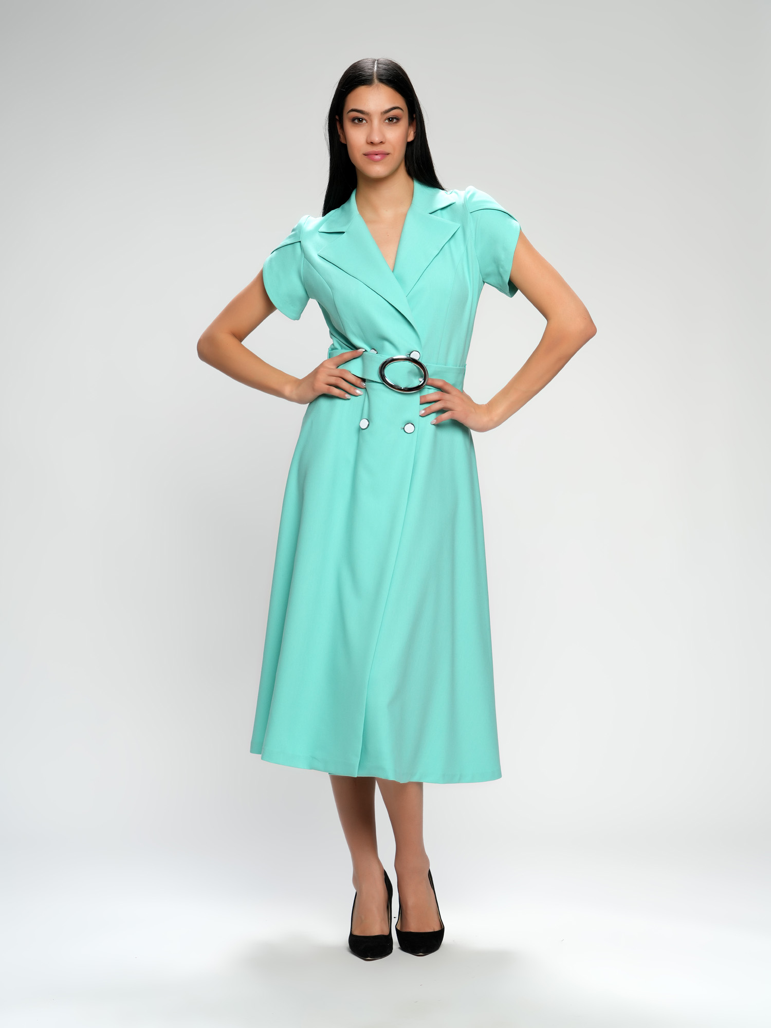 Haljina na kopčanje tirkizna